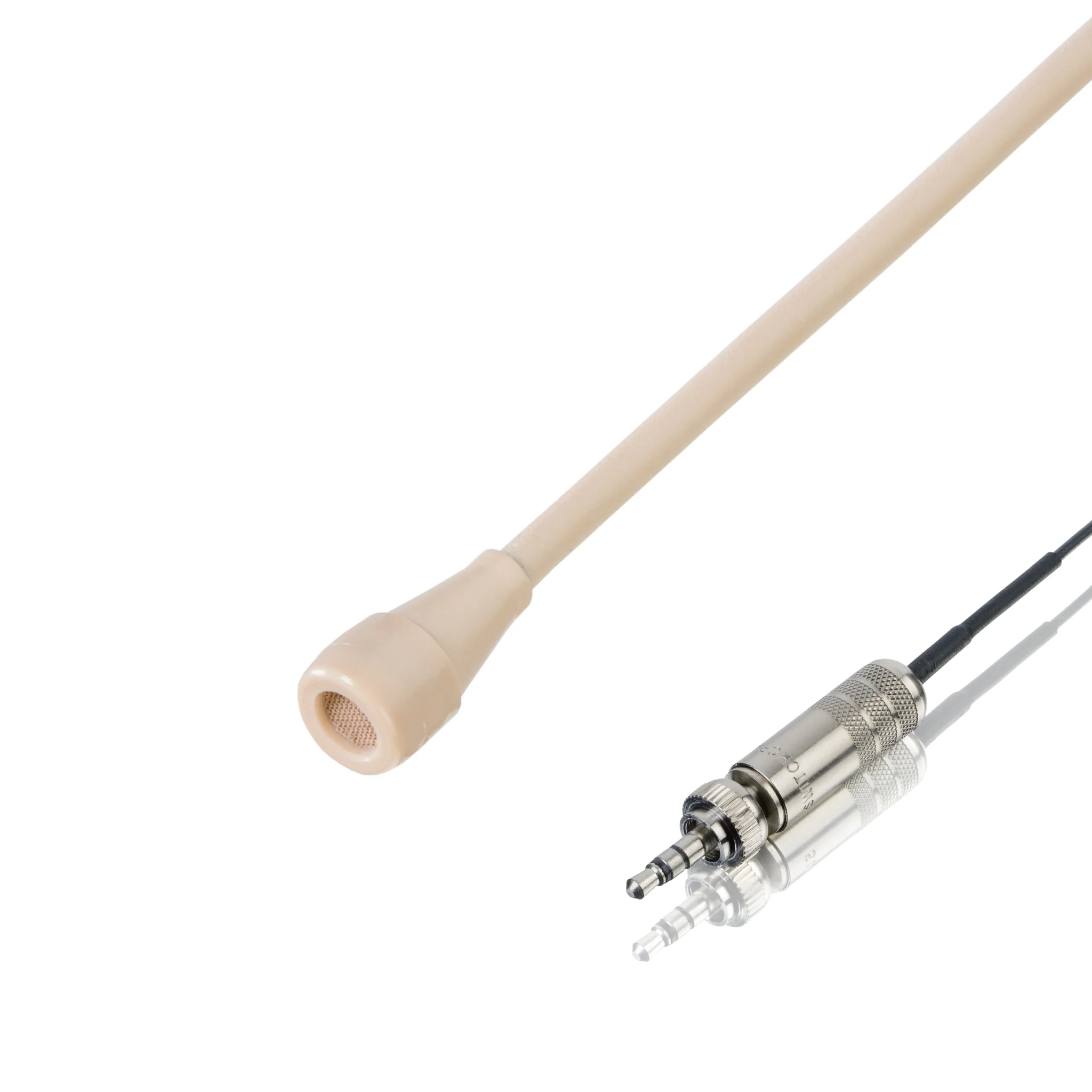 Countryman B3 (round) microphone wired for Sennheiser 3.5mm, light skin tone