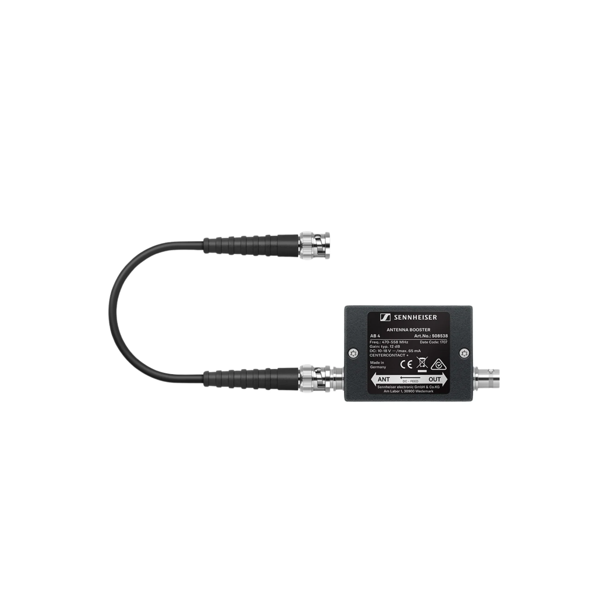 Sennheiser AB 4-GW Inline antenna booster, +10 dB gain, BNC connectors, frequency range: GW (558 -
