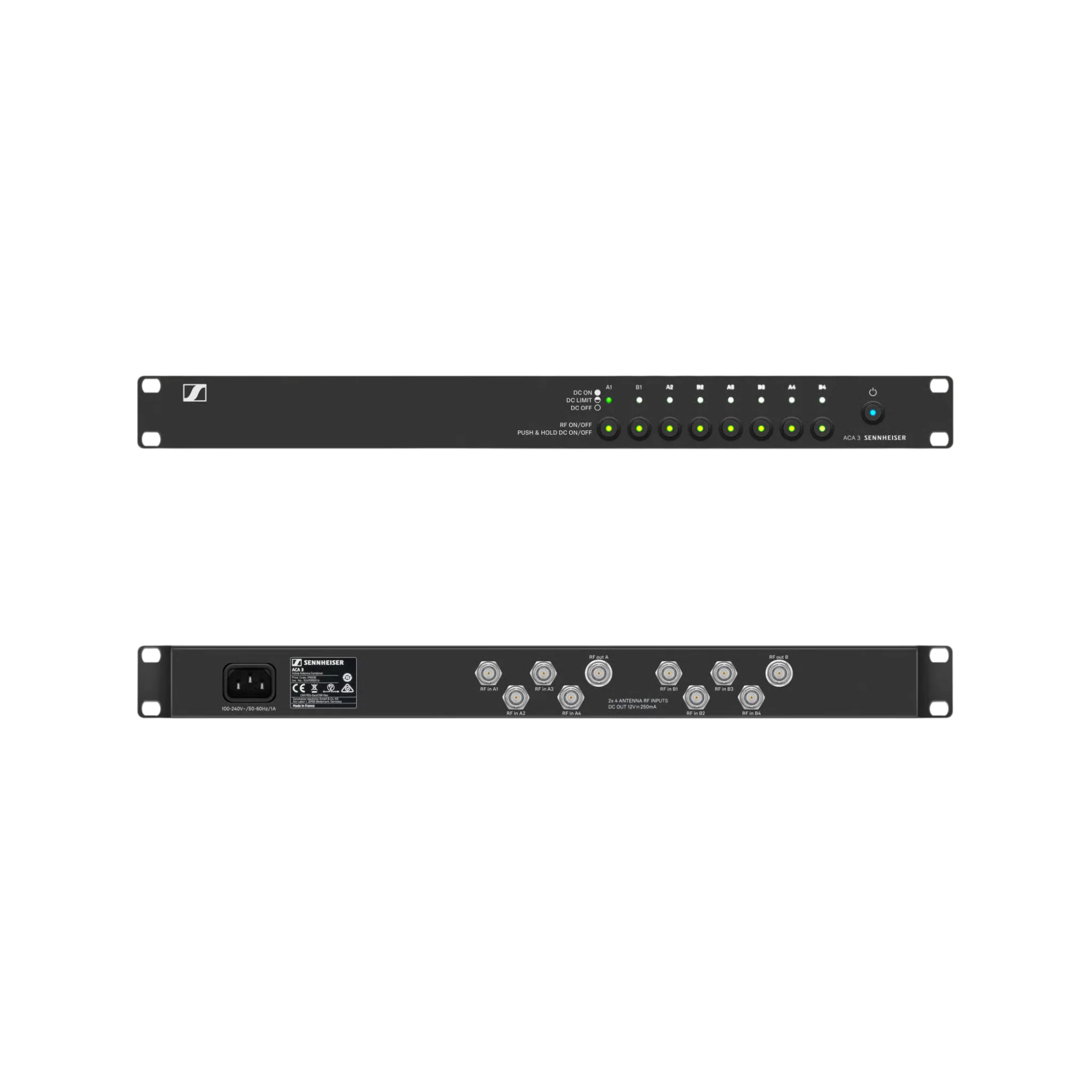 Sennheiser ACA 3 2 x 4:1 antenna combiner compatible with all analog and digital Sennheiser