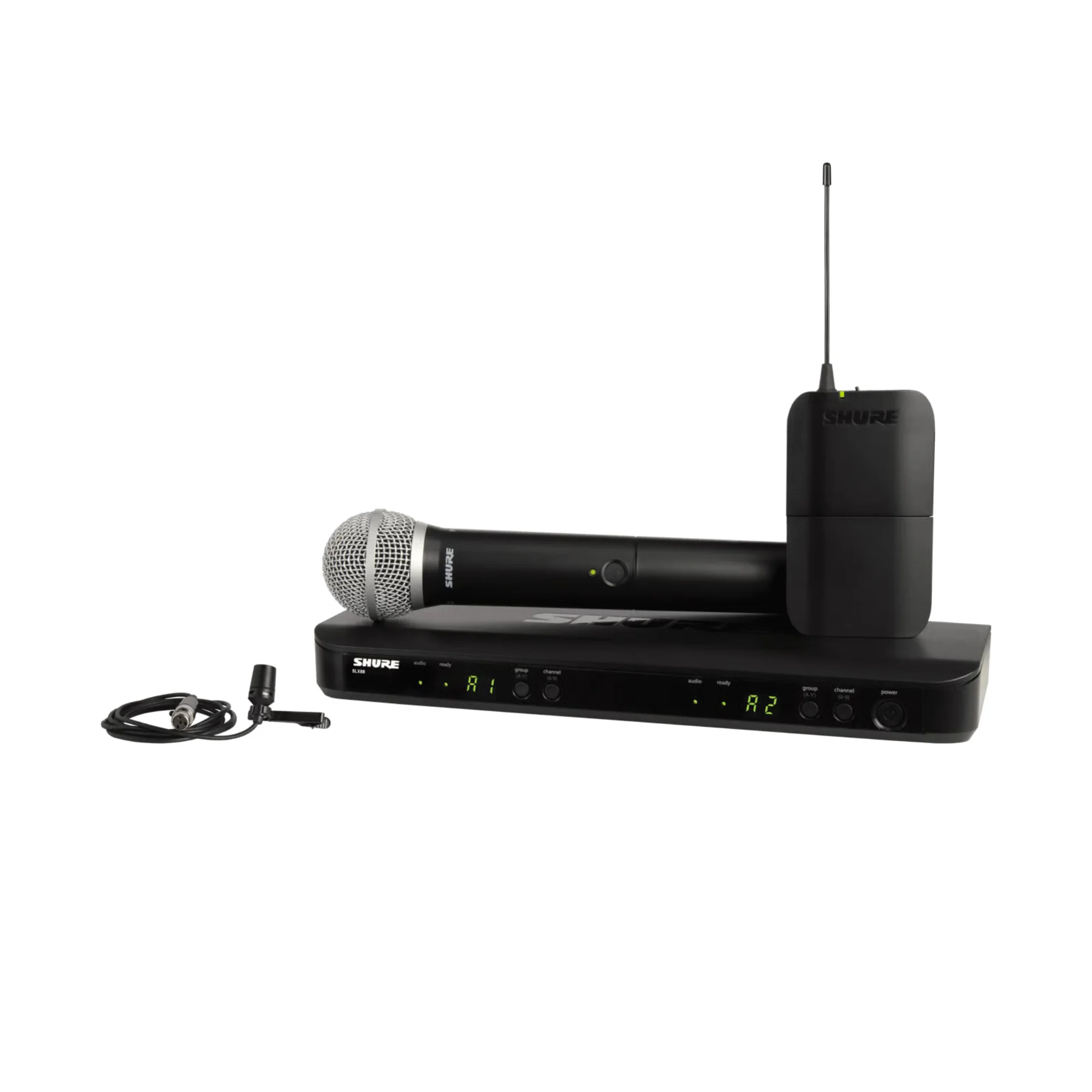 Shure BLX1288UK/CVL Wireless Combo System with PG58 Handheld and CVL Lavalier (606-630 MHz)