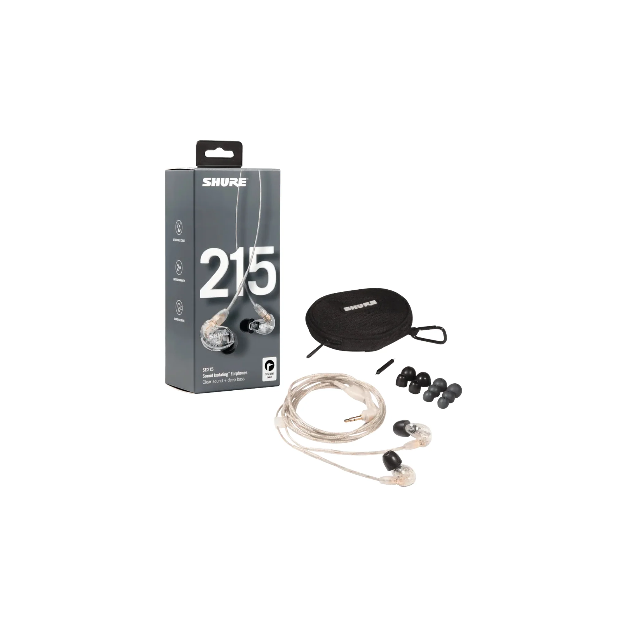 Shure single driver earphone with detachable cable, clear